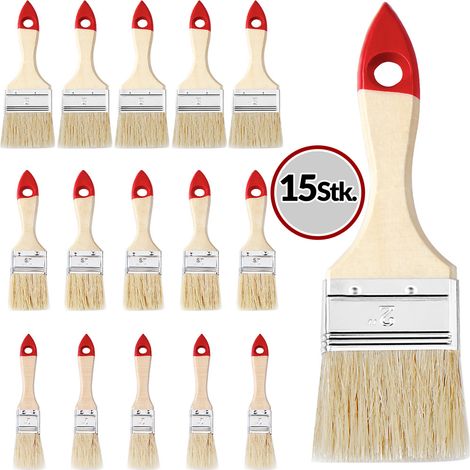 DEUBA 15 Pieces Pure Bristle Paint Brush Set Flat Synthetic High Quality Paintbrush (1/5)
