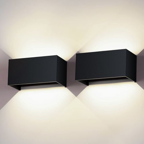 Paquete de 2 luces LED de pared de 24 W, apliques de pared para exterior e interior, haz ajustable, IP65 resistente al agua, luz blanca de 4500 K (1/5)