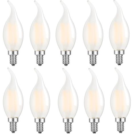 E14 Ampoule LED, ses petite ampoule à bougie à vis, ampoule à filament LED 4w (équivalent 40W), blanc chaud 2700k, boîte de 10 (1/5)