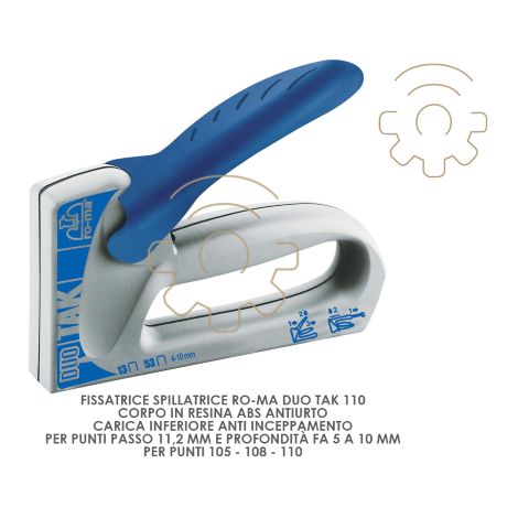 Agrafeuse Maestri Ro-Ma Duo Tak 110 points pas 11,2 mm profondeur 5 Pointes de 10 mm 105-108-110