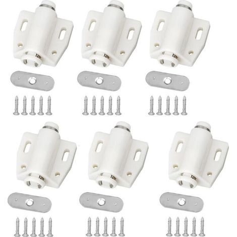 Push to Open Aimant Poussoir,6 PCS Porte Placard Loquet Magnetique Loquet de Porte Magnétique pour Cuisine Salle de Bain Armoire Placard Fermetures Armoire