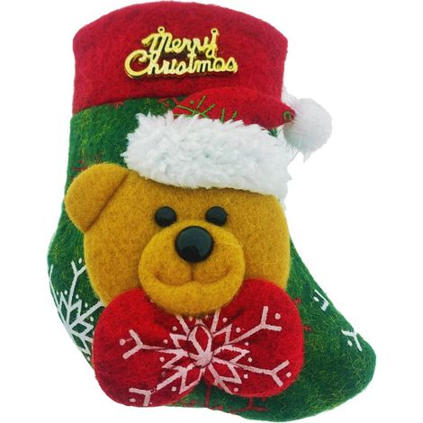 Bas de Noël motif ours - 1 pièce - Pour couverts ou décoration de sapin - Décoration de Noël (1/4)