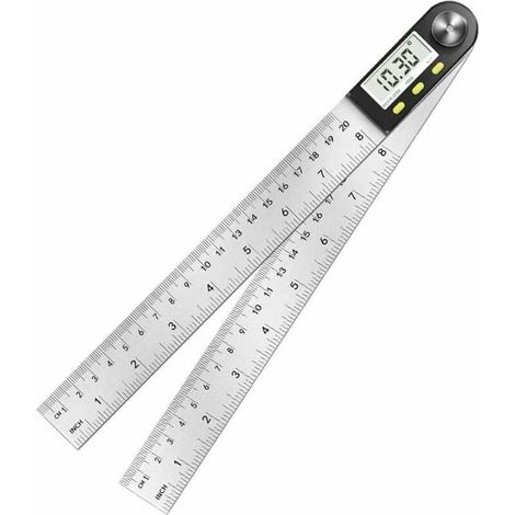 Digitaler Winkelmesser, Winkelmessung 0°–360°, Winkelmesser aus Edelstahl mit LCD-Anzeige, Edelstahl-Lineal für Holzbearbeitung, Hausaufgaben und Bauarbeiten
