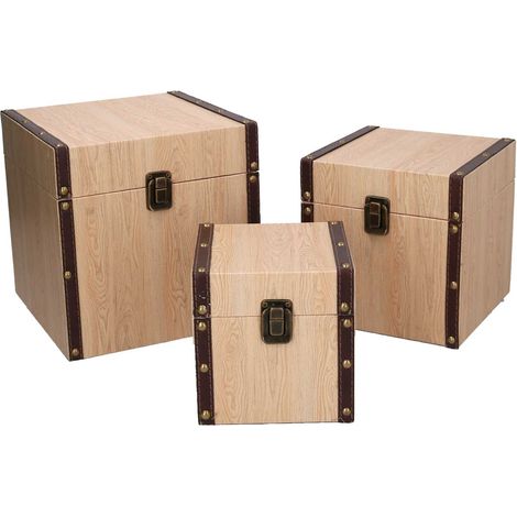 Scatola ecopelle 1-3 effetto legno quadro cm 22x22h22 (1/3)