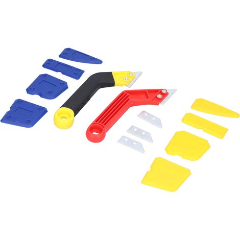 Kit d'outils pour calfeutrage : nettoyant pour joints, grattoir pour enlever le mastic ABS et la colle à joint.