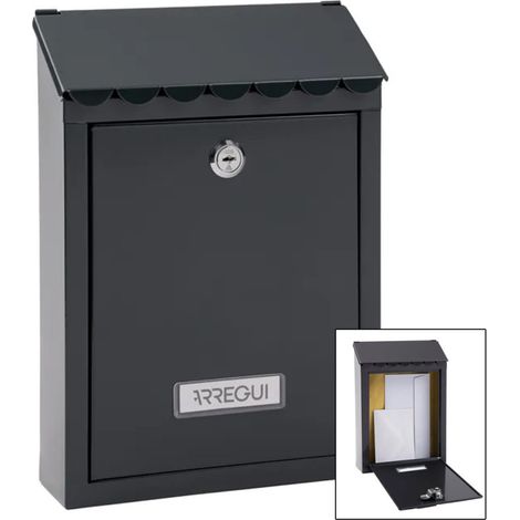 Boîte aux lettres extérieure Boîte aux lettres en acier anthracite avec clés Boîte aux lettres murale pour collectivités ave (1/5)