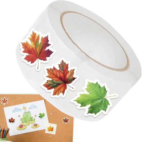 Autocollants Thanksgiving Rouleau décalcomanies adhésives automne cartoon 500 autocollants feuille d'érable enveloppes Pour Automne Thanksgiving Artisanat Scrapbook Cartes Décoration (1/5)