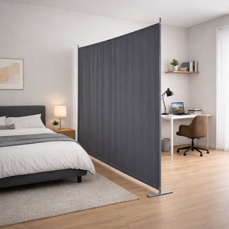 Séparateur de pièce monobloc 180x180 cm autoportant,écran d’intimité gris. Adapté bureau,chambre,salon et salle à manger.