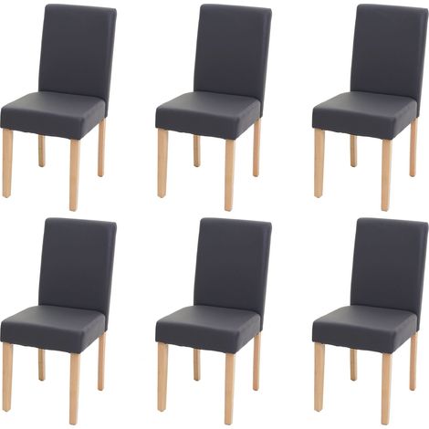 [JAMAIS UTILISÉ] Lot de 6 chaises de salle à manger Chaise de cuisine Littau, similicuir, gris mat, pieds clairs