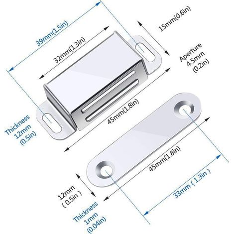 Loquet Magnetique. 12 Pièces Aimants loqueteaux magnétiques Placard Aimant Puissant Robuste Jusqu'à 6kg. Pour Tiroirs Porte de Douche Aimanté Armoire Placard. Cabinet. Meubles (45mm-12pc) (1/3)