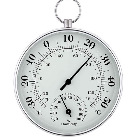 Thermometre Hygrometre - Analogique Sans Pile - Lecture Celsius Fahrenheit - Suspension Chaînette Pour Mur Table Voiture - 1 Pièce (1/5)
