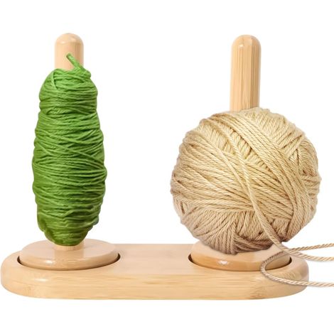 Porte-Fil Double Distributeur de Fil à Coudre à Double Roulement Support et Enrouleur en Bois pour Rangement pour Débutants en Broderie Tricot et Amateurs de Crochet (1/5)