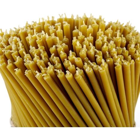Bougies Rituelles 100% Cire d'Abeille - Bougies Orthodoxes, Pour Décorations - Longs, N80, Hauteur 18,5 cm (100 Pièces - 500 g) (1/5)