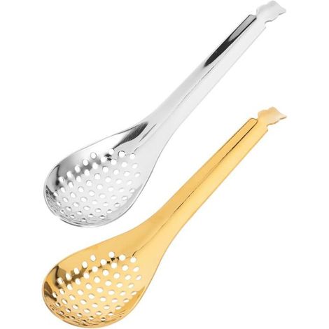 2 pièces Cuillère à fentes, acier inoxydable doré et argenté, cuillères de service polyvalentes pour fondue, pâtes et salades (1/4)