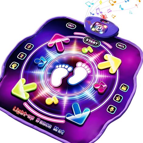 Tapis de danse Jouets pour enfants Cadeaux 3 - 10+ ans, tapis musical pour filles/garçons avec lumières LED et Bluetooth, 5 modes de jeu Musique intégrée, jouet d'anniversaire ou de Noël (4 flèches lu