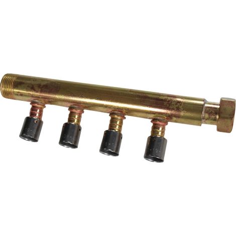 Collecteur à Sertir PER entraxe 40mm Ø3/4" (20/27) Mâle Femelle écrou libre - 2 Piquages Ø16 avec ses Bagues - Arcanaute (1/4)