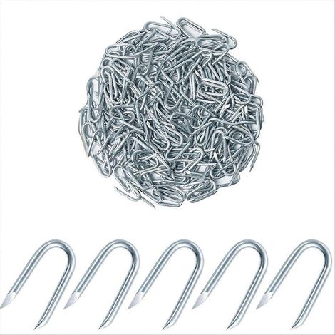 200 pièces fil Fencing Staples Galvanised Fence Staples U Nails Fence Fasteners cour câble Staples U Shaped Nails (1/5)