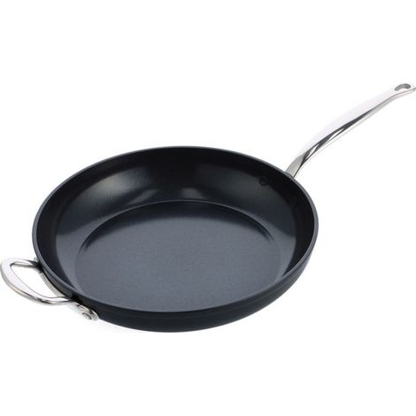 GreenPan CC005325001 Barcelona Pro Padella 32 cm in Alluminio con Rivestimento Ceramico Antiaderente Rinforzato Forno fino a 220°C Adatta a Tutte le Piastrine incluso Induzione colore Nero