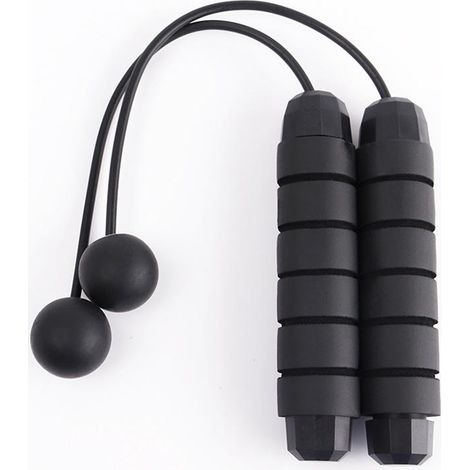 Corde à sauter sans fil avec poignée en EVA, idéale pour le fitness et la combustion des graisses (noire) (1/5)