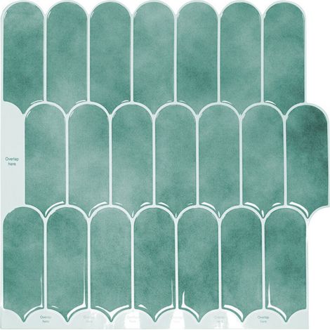 Papier Peint Carrelage Autocollant Vert 30 x30 cm Style Mosaïque Sticker Mural Film Décoratif Imperméable pour Carreaux de Mur de Salle de Bains et de Cuisine