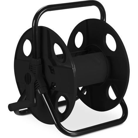 Hose reel, for 30 m 1/2" hose, Steel, Plastic, Support, HxWxD: 38 x 42 x 31 cm, Black (1/5)