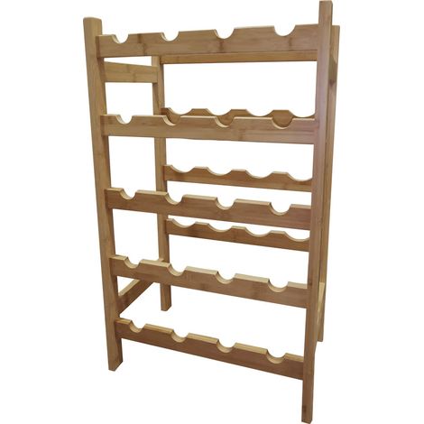 Facilitys – Etagère à vin en bambou 5 niveaux – Capacité jusqu'à 20 bouteilles – Dimensions 73x43,5x28 cm – Rangement stable et design rustique (1/5)