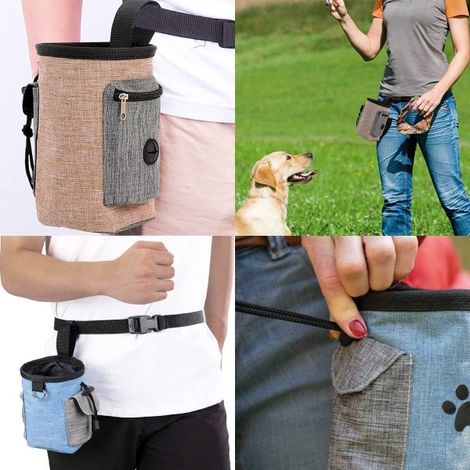 Lot de 2 sacs étanches pour chien, porte-friandises portable, poche d'éducation canine, ceinture détachable pour usage intérieur et extérieur (1/2)