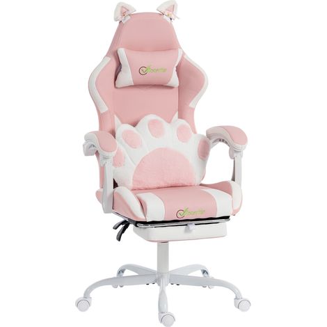 Vinsetto Sedia Gaming Ergonomica con Poggiapiedi Rosa