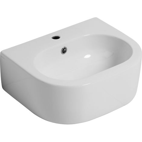 Lavabo Flo sospeso/appoggio cm. 60x42 in ceramica bianco lucido