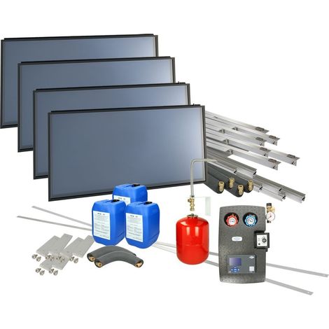 Set solaire 4plus toit plat horizontal 4 capteurs (surface brute 10,12 m²)