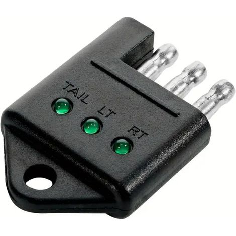 4-poliger Anhänger-Steckdosenprüfer, 4-Wege-Flachanhänger-Steckdosen-Lichttester für die Verkabelung von Anhängerfahrzeugen mit LED-Anzeigeleuchten, Stromkreistester, Autozubehör