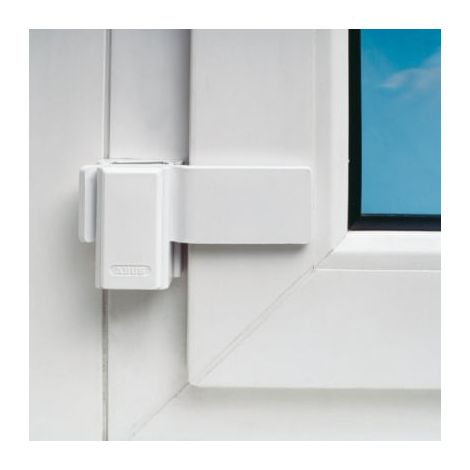 Abus – Verrou de fenêtre SW10 Blanc – Acier massif blindé – Fixation sans perçage – Ancrage du pêne sans clé – Compatible aluminium, PVC, bois