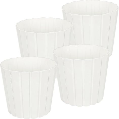 Kunststoff-Blumentopf für Blumen und Kräuter auf dem Balkon oder der Terrasse, Weiß, 29 cm, 4 Stück.