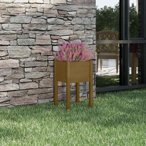 Jardinière - Balconnière à fleurs Marron miel 40x40x70 cm Pin massif BV506525 - BonneVie (1/5)