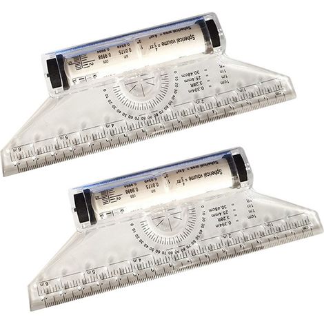 Ruler Parallel - 30 Cm - Transparent Plastic - For Technical Drawing And Geometry - 2 Pieces (1/5)