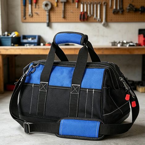 Ce sac à outils multifonctionnel de16 pouces est doté de plusieurs poches,d'un tissu résistant,d'une bandoulière réglable et de deux fermetures éclair (1/5)