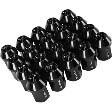 20 écrous de roue M12x1,5, 35 mm, alliage 6061, à extrémité fermée, pour Chevrolet Camaro 1983-2002, noirs (1/5)