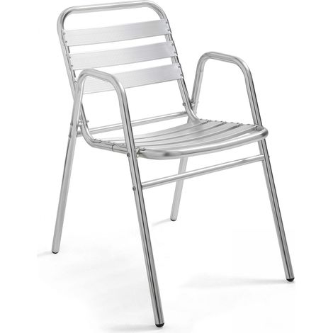 Oviala – Fauteuil de jardin empilable en aluminium – Structure 100% aluminium – Dossier et assise ajourés – Hauteur d'assise 45 cm – Largeur 48 cm