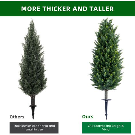 Arbre topiaire artificiel réaliste pour intérieur/externeérieur - Cèdre - Décoration maison, jardin - Facile à installer - Lot de 2, vert, hauteur 110 cm (1/5)