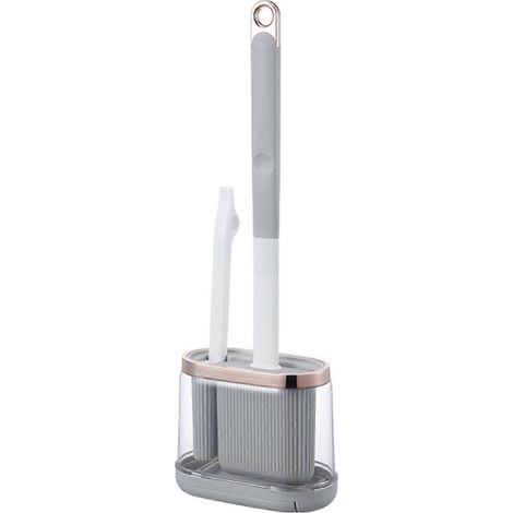 Brosse WC 2 en 1 avec long manche et base transparente, conception anti-obstruction pour un nettoyage facile - Accessoires pour la maison (1/5)