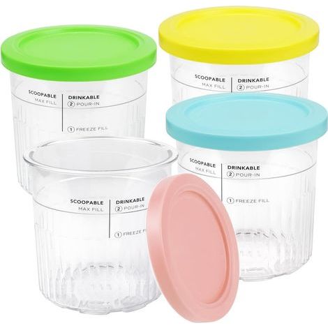 Ninja Creami 4-Pack Pints and Lids – Airtight Containers for Ice Cream Makers NC501 NC500 – Dishwasher Safe – BPA Free (1/5)