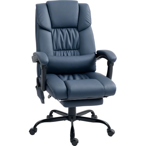 Fauteuil de massage, repose-pieds, hauteur réglable, dossier inclinable, télécommande filaire, 66 x 75 x 122 cm, bleu (1/5)