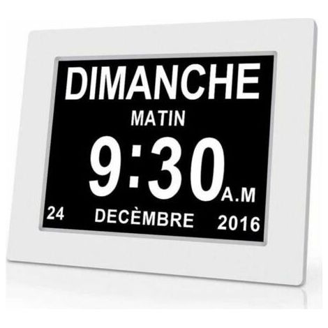 Horloge calendrier numérique One Piece 7 pouces avec date et heure, horloge Alzheimer pour parents, rappel de médicaments pour grands-parents et enfants - Blanc - 20414324mm (1/4)