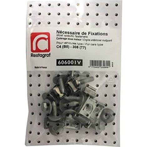 Nécessaire de fixations pour carénage sous moteur C4 (B5) et 308 (T7) – Sachet de 22 pièces – Montage efficace et compatible – Restagraf