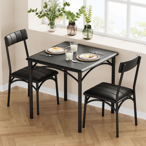 Tables À Manger De Cuisine Avec Des Chaises Rembourrées, Petit Mobilier D'espace Compact 74x74x76CM(noir,Table Avec 2 Chaises) (1/5)