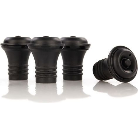 Bouchons pour pompe à vide Lot de 4 Conservation du vin jusqu'à 7 jours Joint hermétique et anti-fuite Faciles à nettoyer Anti-goutte Noirs, petits, en silicone