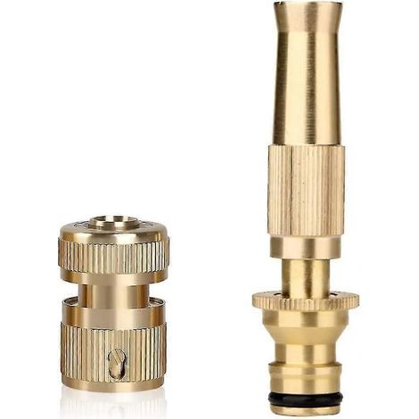 Brass nozzle spray gun nozzle garden hose nozzle is suitable for car, bicycle, window cleaning spray and plant gardening washing (no pipe) Gold (1/5)
