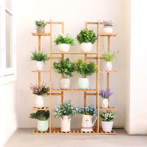 Flower Pot Stand UNHO Plant Stand Multiple Shelves Bamboo