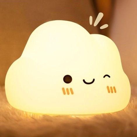 (Mehrfarbig) Baby-Wolken-Nachtlicht, wiederaufladbares Kindernachtlicht, 7 Farben, 3 Helligkeitsstufen, Nachttischlampe für Kinder, Babyzimmerdekoration, Weiß (1/5)