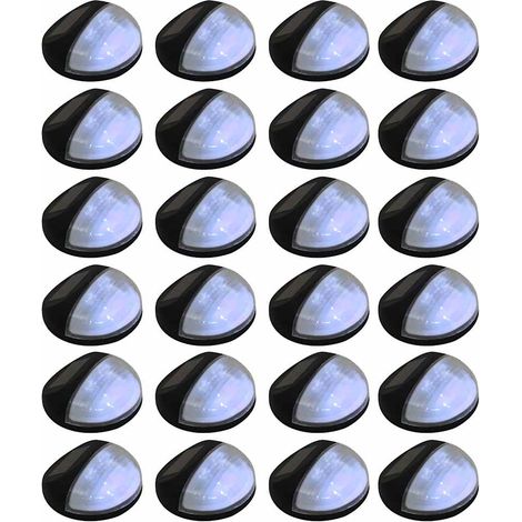 24 lampes solaires murales LED d'extérieur rondes noires en PP, IP44, 11 x 5 cm - PANGIVO (1/5)